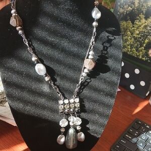 Elegant Silver and Black Necklace